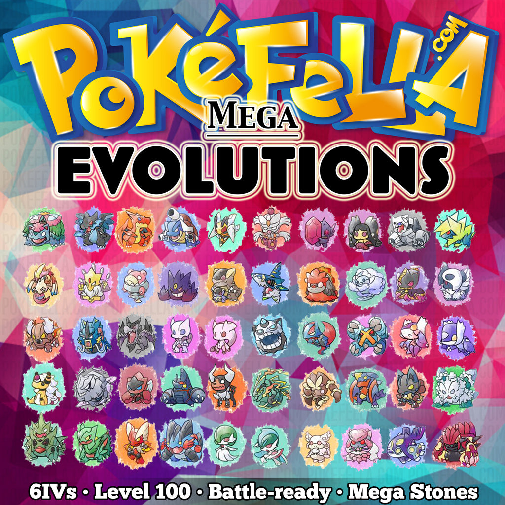 All 50 Mega Evolution Pokemon • Shiny, 6IVs, Battle-ready, Level