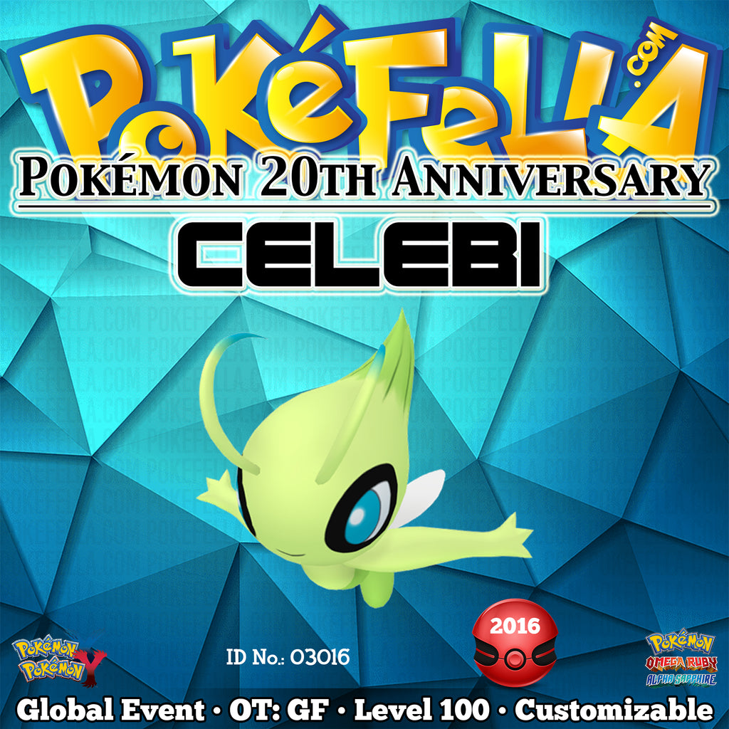 Pokemon Sun and Moon ORAS 20th Anniversary Event Pokemon Celebi w/ PP Max