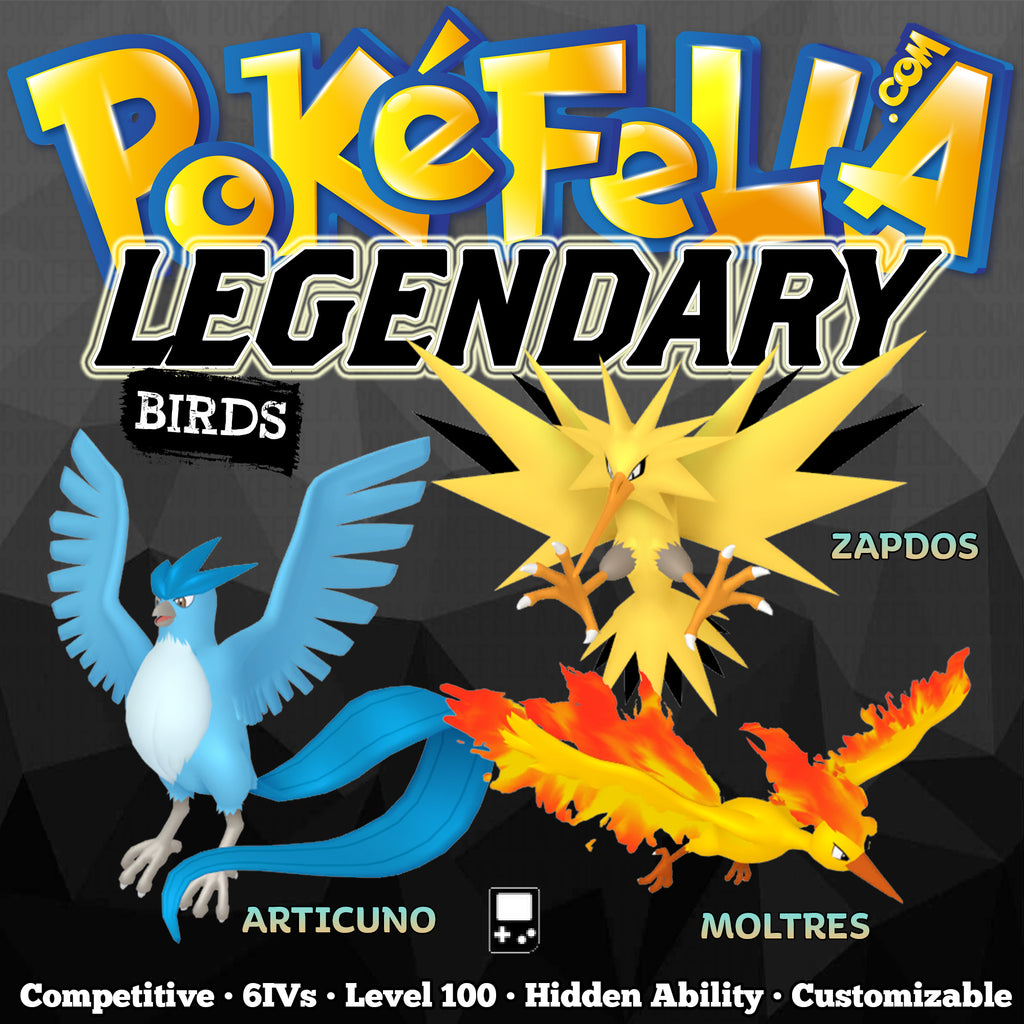 Legendary Birds • Articuno, Zapdos, Moltres • Competitive • 6IVs • Lev