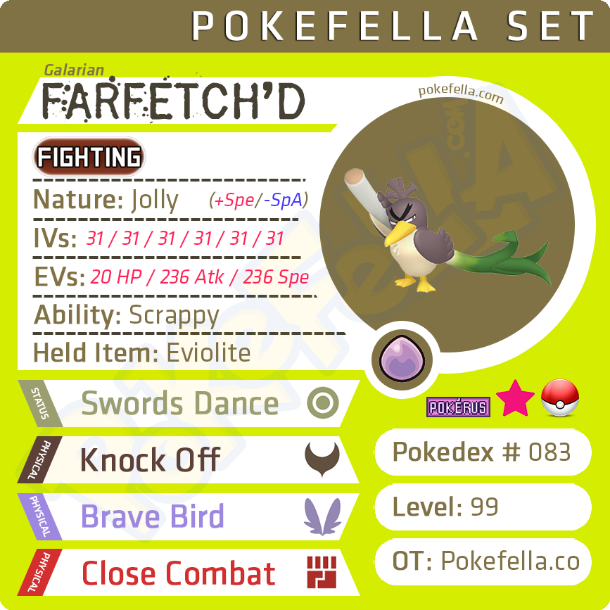 Galarian Farfetch'd • Competitive • 6IVs • Level 99 • Online Battle-ready