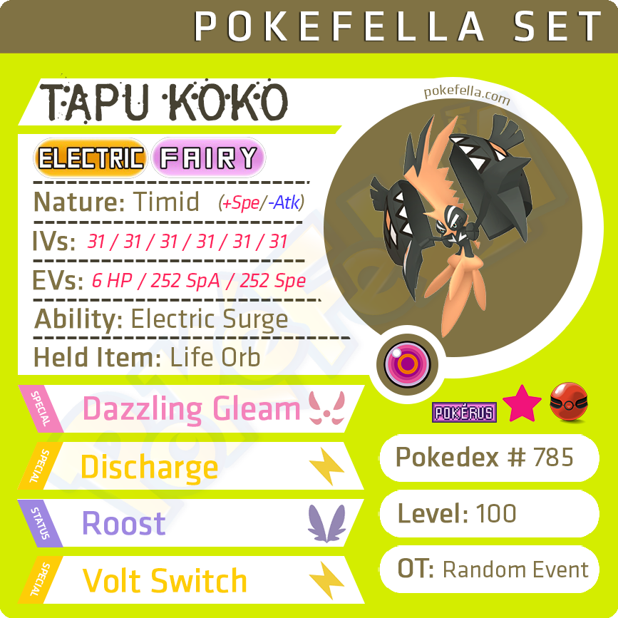 Pokemon Sword and Shield // Tapu Koko / Tapu Lele / (Instant Download) 