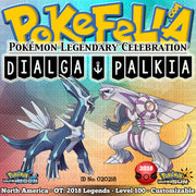 Dialga & Palkia • OT: 2018 Legends • ID No. 020218 • Level 100 • Pokémon Ultra Sun & Ultra Moon Pokemon Legendary Celebration Distribution 2018