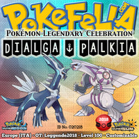 Dialga & Palkia • OT: Leggende2018 • ID No. 020218 • Level 100 • Pokémon Ultra Sun & Ultra Moon Pokémon Legendary Celebration Distribution 2018