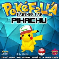 Partner Cap Pikachu • OT: サトシ, Ash, Sacha, 지우, 小智 • ID No. 201023 • Worldwide 2020 Event