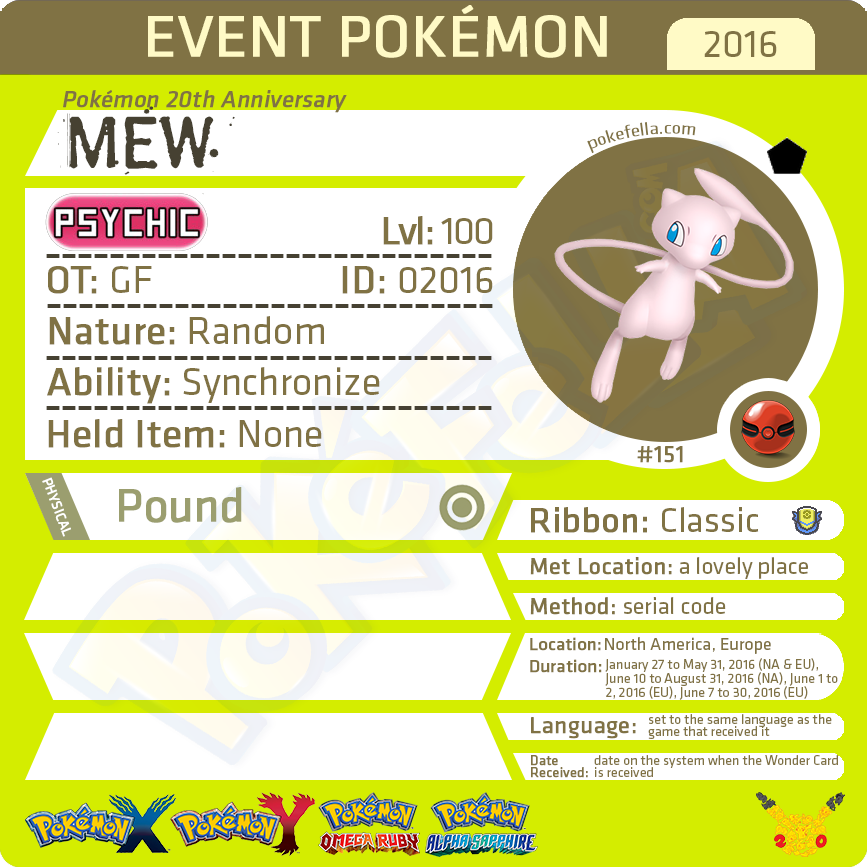 Pokemon FireRed LeafGreen Event Distribution Service: Mystic