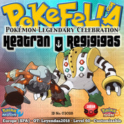 Heatran & Regigigas • OT: Leyendas2018 • ID No. 030118 • Level 60 • Pokémon Sun & Moon Pokémon Legendary Celebration Distribution 2018