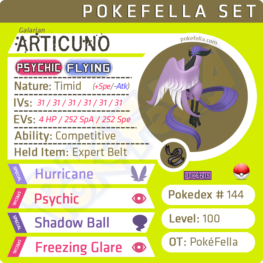 Galarian Articuno • Competitive • 6IVs • Level 100 • Online Battle-Ready