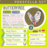 ultra square shiny Butterfree • Competitive • 6IVs • Level 100 • Online Battle-ready