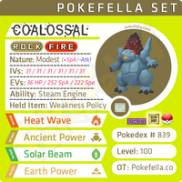 ultra square shiny Coalossal • Competitive • 6IVs • Level 100 • Online Battle-ready
