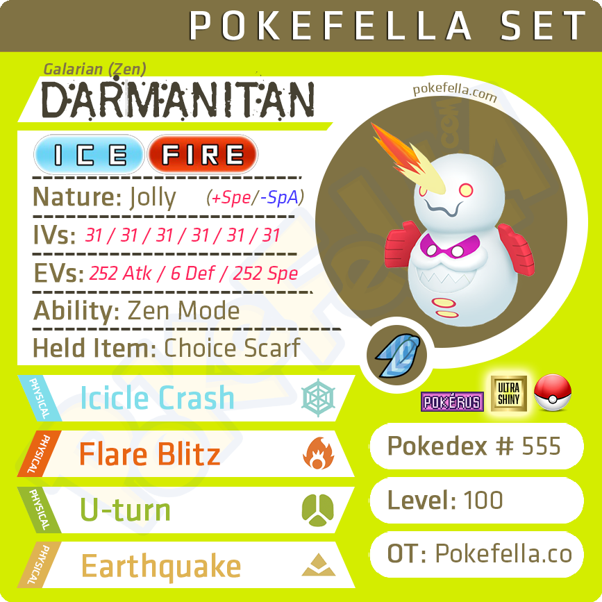 Pokemon Galarian Darmanitan + 3 MOVES GO ULTRA LEAGUE 2500CP (Darumaka evo)