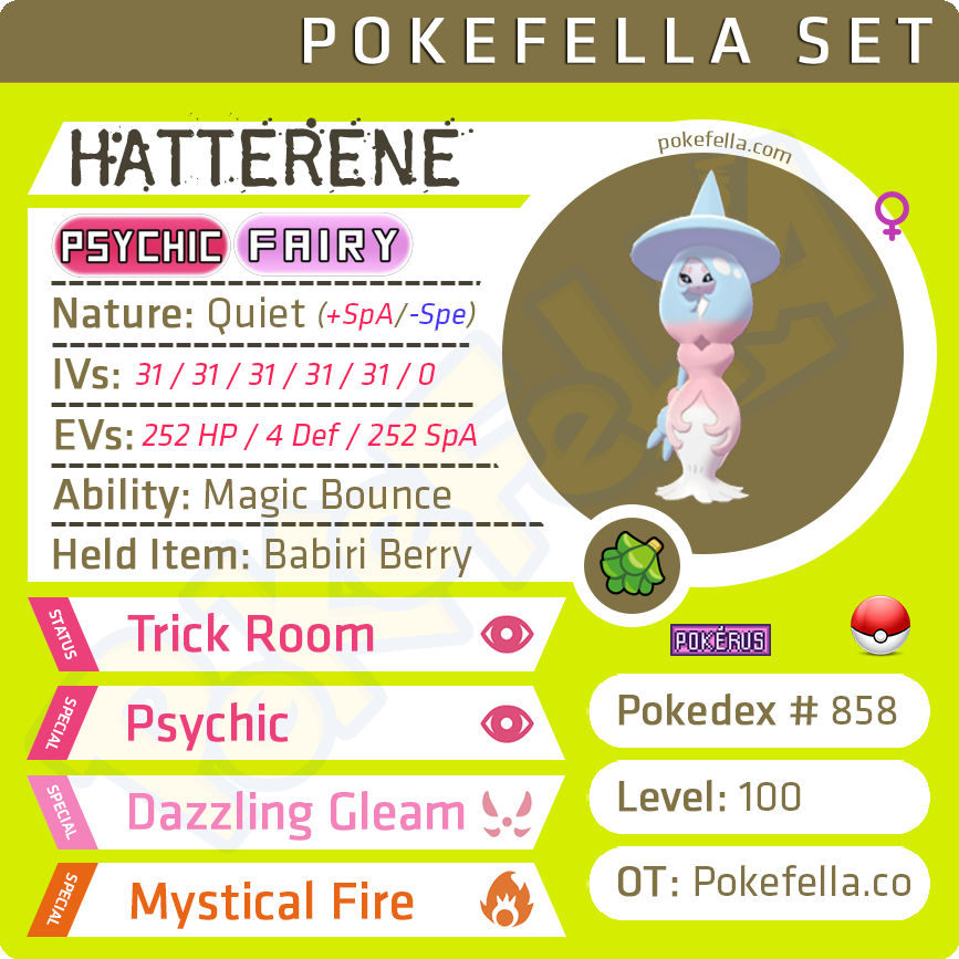 ultra square shiny Hatterene • Competitive • 6IVs • Level 100 • Online Battle-ready