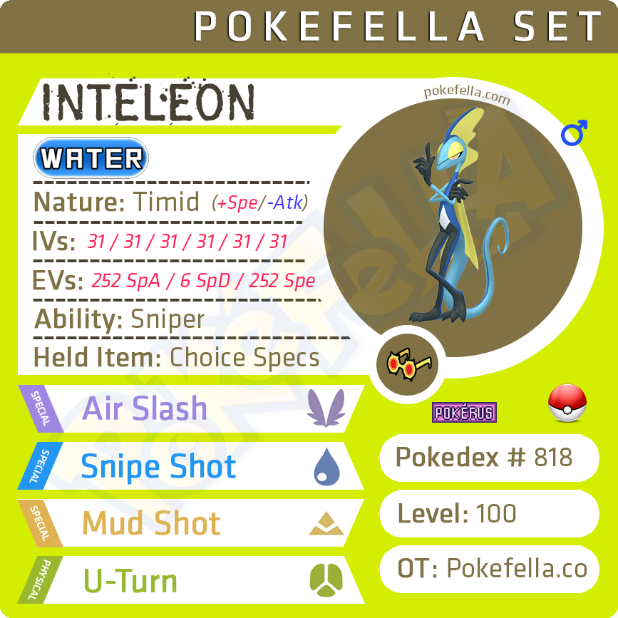ultra square shiny Inteleon • Competitive • 6IVs • Level 100 • Hidden Ability Online Battle-ready