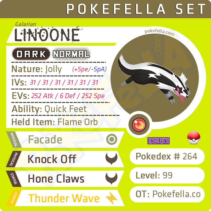 ultra square shiny Galarian Linoone • Competitive • 6IVs • Level 99 • Online Battle-ready