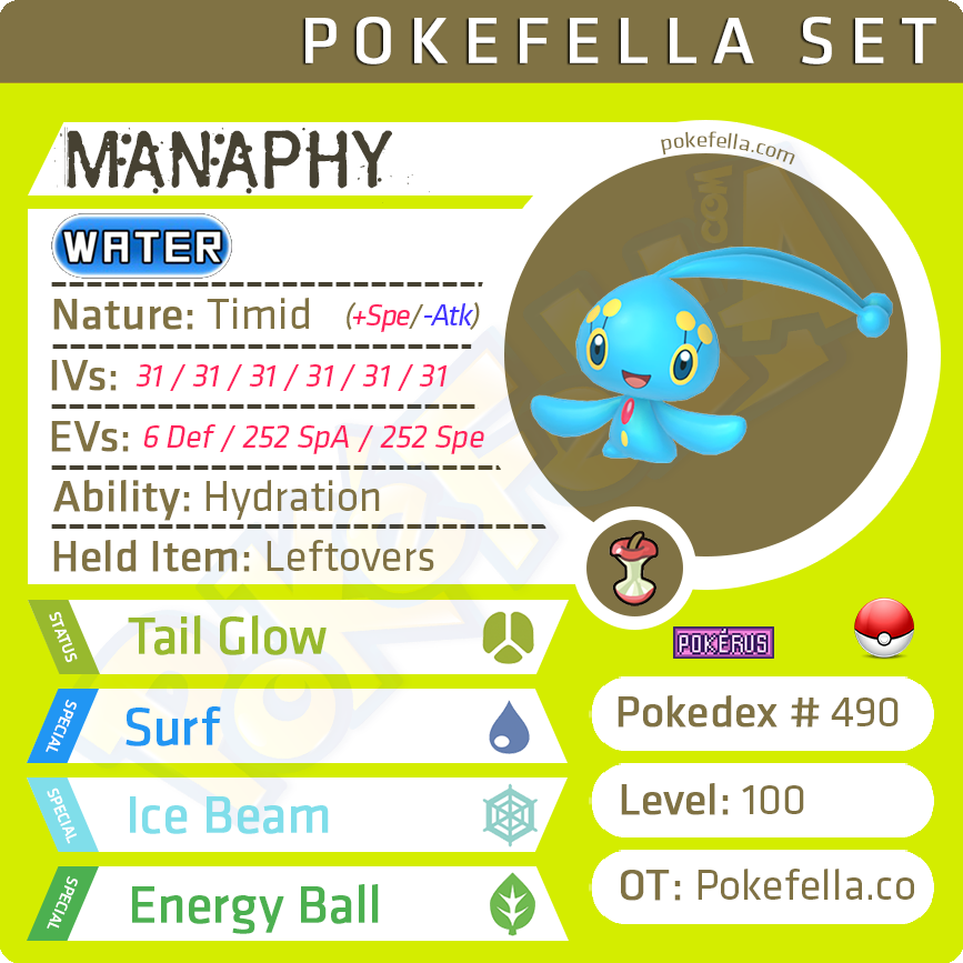 Pokemon 10490 Shiny Mega Manaphy Pokedex: Evolution, Moves, Location, Stats