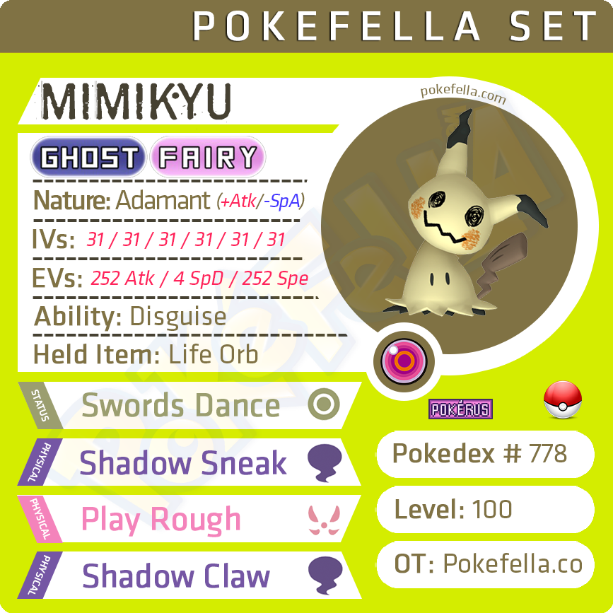 Shiny Mimikyu - 6IV - Life Orb - Battle Ready - Pokemon Scarlet & Violet