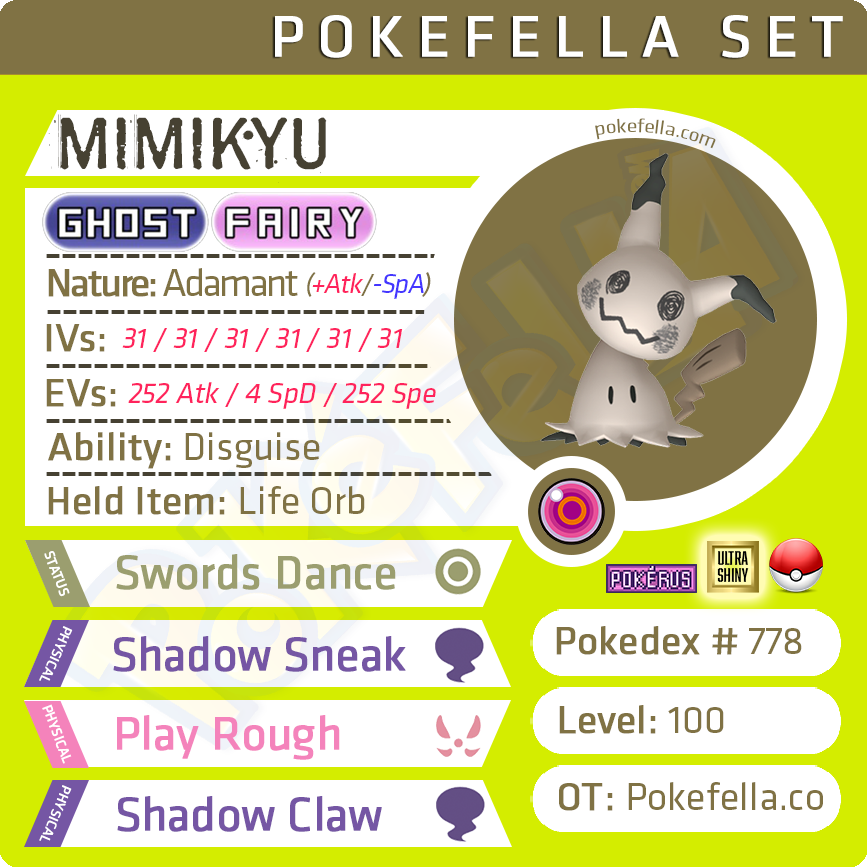 Shiny Mimikyu EVENT 6IV Pokémon S/M Us/um Sw/sh S/V Home 