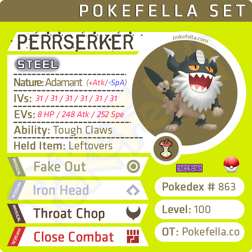 ultra square shiny Perrserker • Competitive • 6IVs • Level 100 • Online Battle-ready