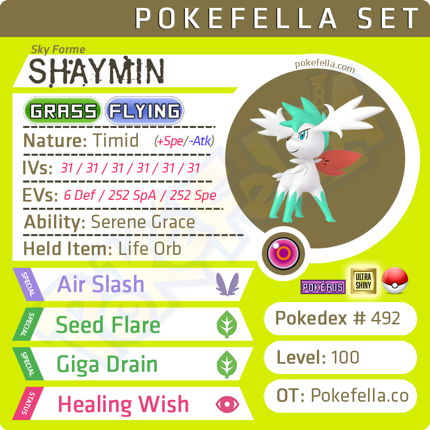 Shaymin (Sky Forme) • Competitive • 6IVs • Level 100 • Online Battle-R