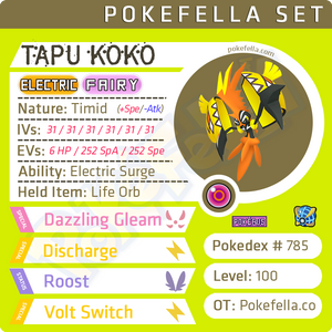 Tapu Koko • Competitive • 6IVs • Level 100 • Online Battle-Ready