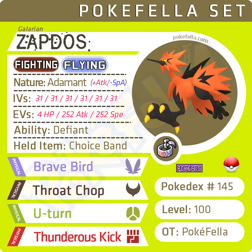 Galarian Zapdos • Competitive • 6IVs • Level 100 • Online Battle-Ready