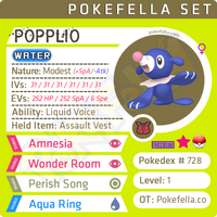 ultra square shiny Popplio • Competitive • 6IVs • Level 1 • Hidden Ability • Egg Moves
