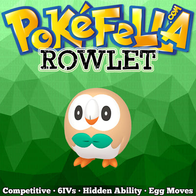 ultra square shiny Rowlet • Competitive • 6IVs • Level 1 • Hidden Ability • Egg Moves
