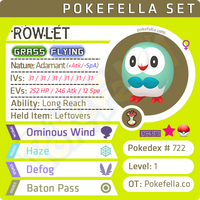 ultra square shiny Rowlet • Competitive • 6IVs • Level 1 • Hidden Ability • Egg Moves