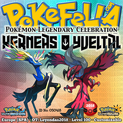 Xerneas & Yveltal • OT: Leyendas2018 • ID No. 050418 • Level 100 • Pokémon Ultra Sun & Ultra Moon Pokémon Legendary Celebration Distribution 2018