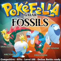 Galar Fossil Pokemon - ultra square shiny Dracozolt, Arctozolt, Dracovish, Arctovish • Competitive • 6IVs • Level 100 • Online Battle-ready